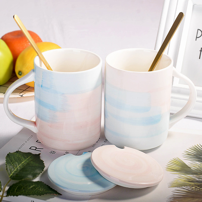 创意潮流马克杯带盖勺情侣杯子咖啡杯家用个性陶瓷少女心牛奶水杯|msdalam kategori pinggan mangkuk, Cup/cawan/cerek, Mug - dari Buy2taobao.com untuk memberikan perkhidmatan ejen Taobao profesional membeli