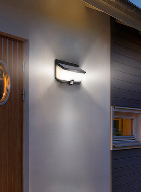 UME户外防水太阳能壁灯庭院简约感应阳台外墙灯超亮led门口露台灯