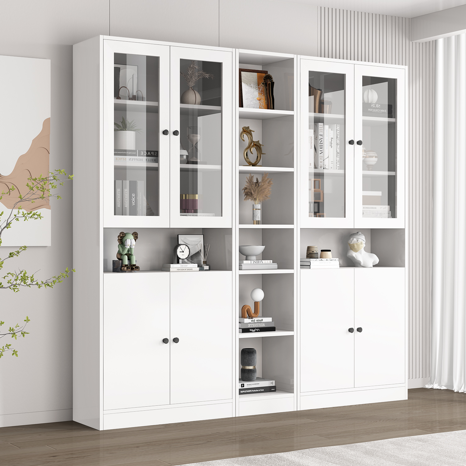 书柜一体整墙轻奢现代简约