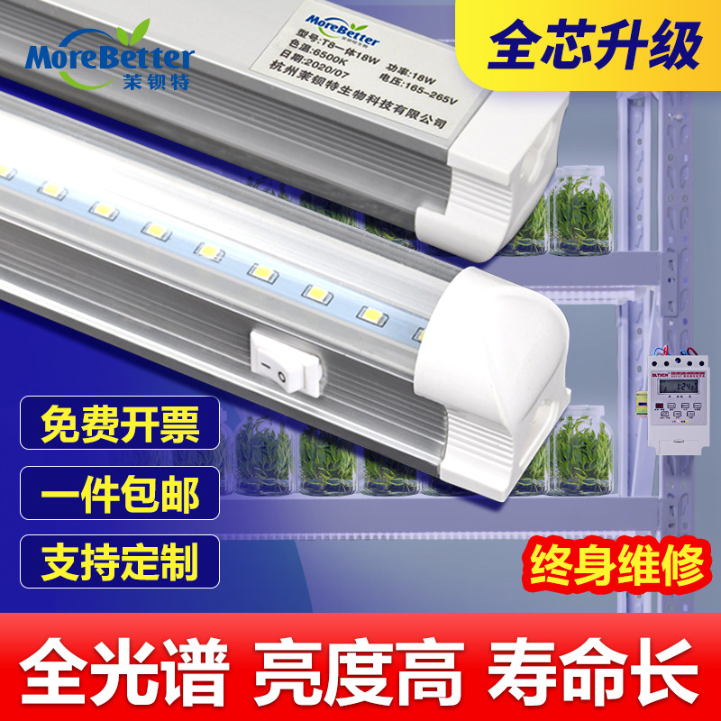 茉钡特生物组培灯植物生长补光灯T8led全光谱蔬菜绿植上色防徒长
