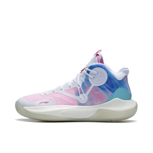 李宁篮球鞋音速9Team樱花粉男春季中帮透气缓震耐磨运动鞋ABAS107