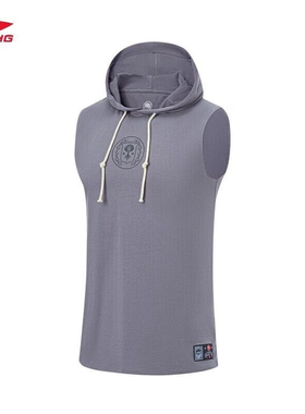 李宁正品套头连帽无袖2024新款男子反伍篮球透气潮流短袖AVST091