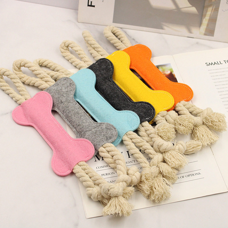 毛毡狗狗玩骨头形玩具 宠物啃咬磨牙棒幼犬拉扯洁牙无纺制品