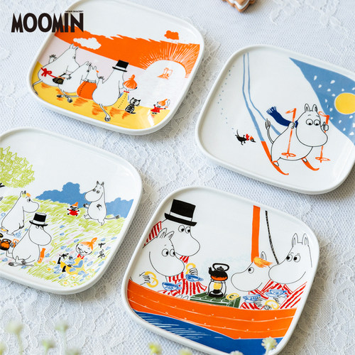 芬兰姆明moomin陶瓷四季碟子骨碟小盘子甜品碟托盘收纳盘瓷陶餐具