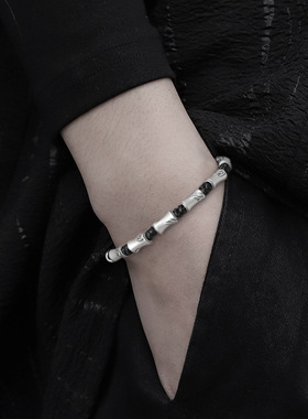 s999足银竹节手链男款复古手绳男士新中式个性上岸送男友生日礼物