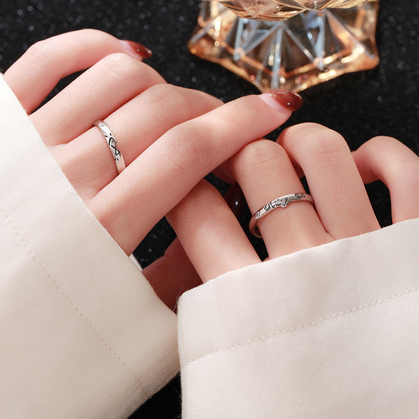 S999纯银足银戒指吃定你猫鱼情侣对戒男女计戒指简约ins食指戒子,饰品/流行首饰/时尚饰品新,戒指/指环,淘宝优惠券,粉丝福利购,淘宝优惠卷