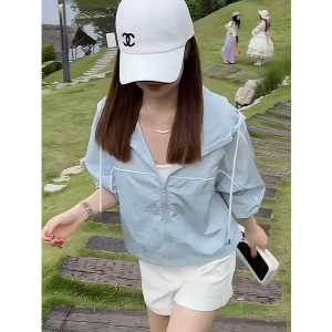 防晒衣女2026新款轻薄凉爽透气连帽宽松防紫外线女士单层薄款外套