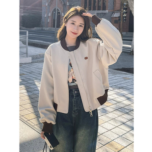 宽松短外套女长袖2026秋冬新款韩版小个子百搭学生夹克棒球服上衣