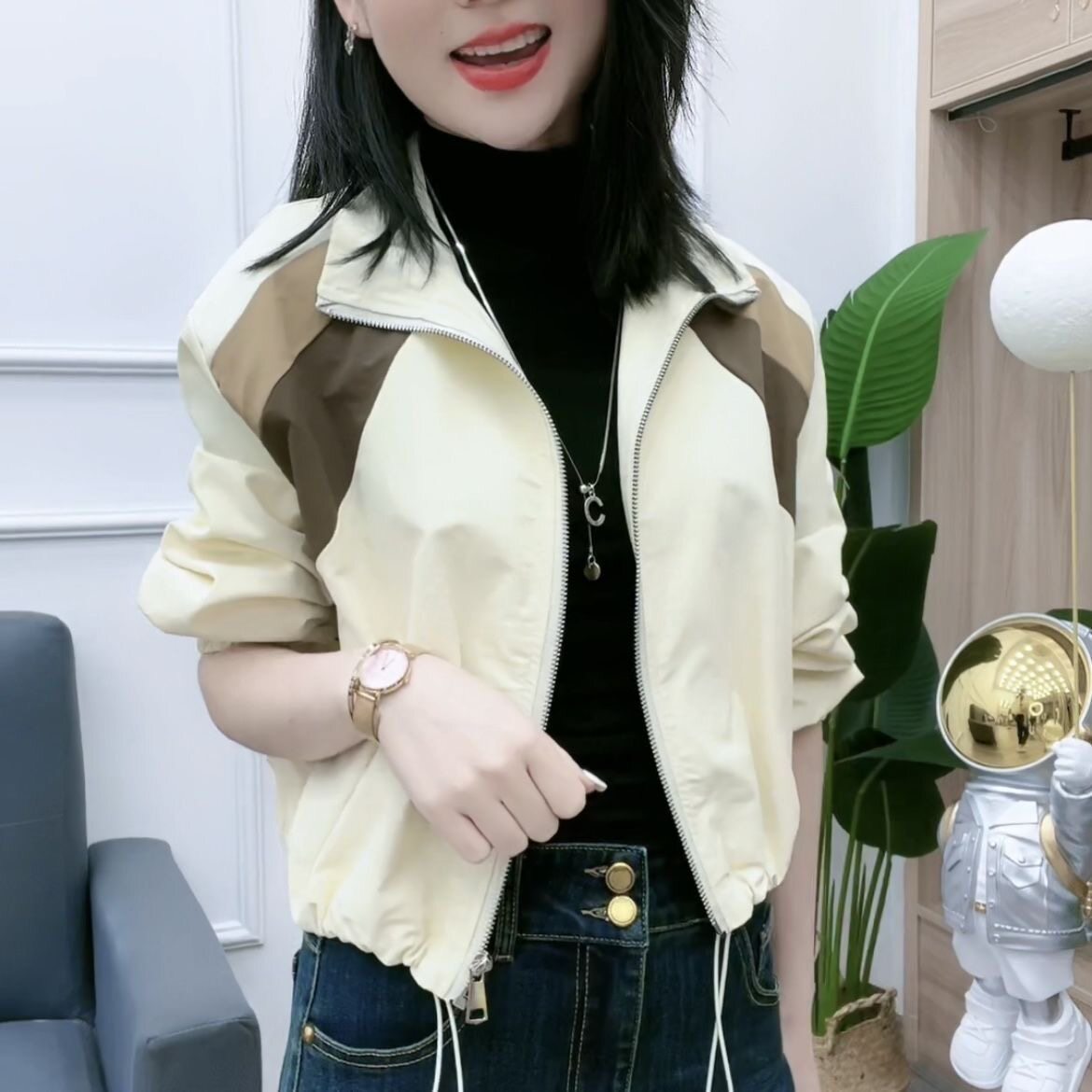 秋季韩货薄款小个子冲锋衣女款