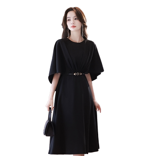 晚礼服宴会轻奢小众高端高级感黑色主持人端庄大气钢琴演奏演出服