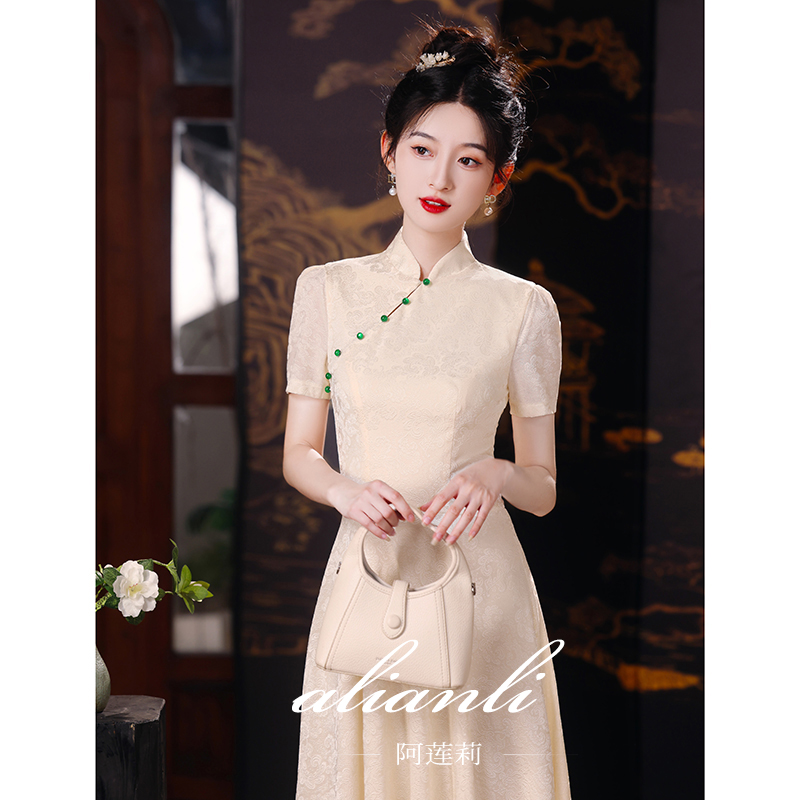 阿莲莉复古旗袍式新中式小礼服女