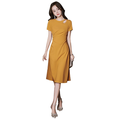 阿莲莉赫本风中长款小晚礼服裙女