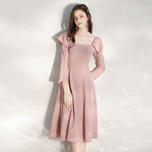 晚礼服女高级感伴娘服平时可穿轻奢小众高端小个子订婚粉色连衣裙