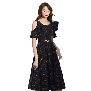 晚礼服裙女宴会气质轻奢小众高端法式高级感黑色主持人端庄大气