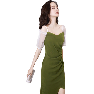 晚礼服女宴会日常可穿轻奢小众高端高级感小个子绿色不撞款连衣裙