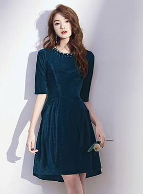 晚礼服女2026新款宴会气质轻奢小众高端高级感宝蓝色小个子连衣裙