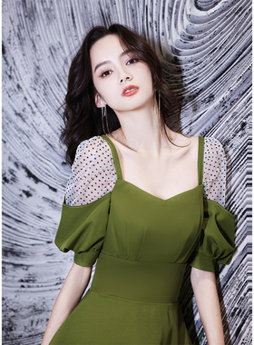 晚礼服女宴会气质轻奢小众高端生日绿色法式高级感主持人端庄大气