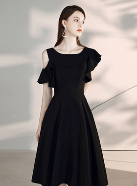 晚礼服气质高级感轻奢小众高端小个子赫本风黑色连衣裙成人礼女孩