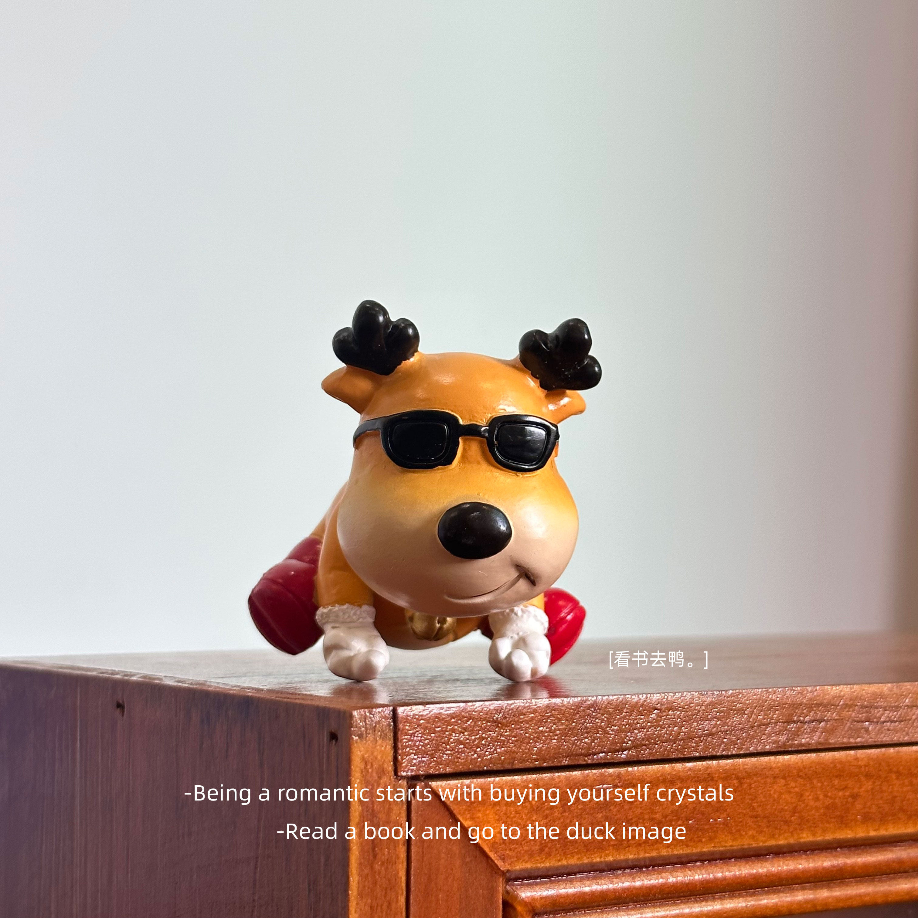 竖中指麋鹿 纯手工彩绘创意可爱万圣圣诞节迷你桌面摆件生日礼物