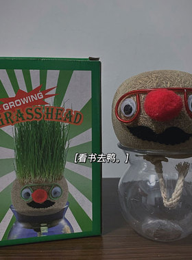 无聊了种个草头娃娃办公室桌面迷你解压绿植创意搞怪绿色护眼盆栽