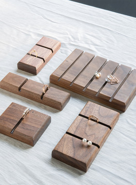 实木戒指卡槽拍摄道具展示架摆件