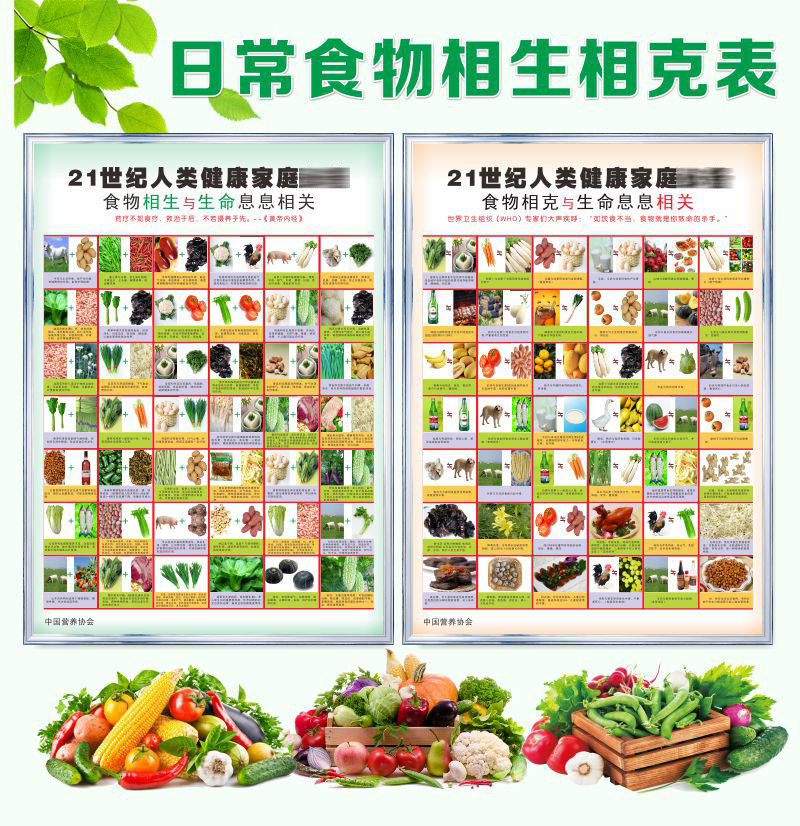 食物相宜相生相克大全挂图营养搭配食疗图谱养生保健挂画饮食用餐搭配