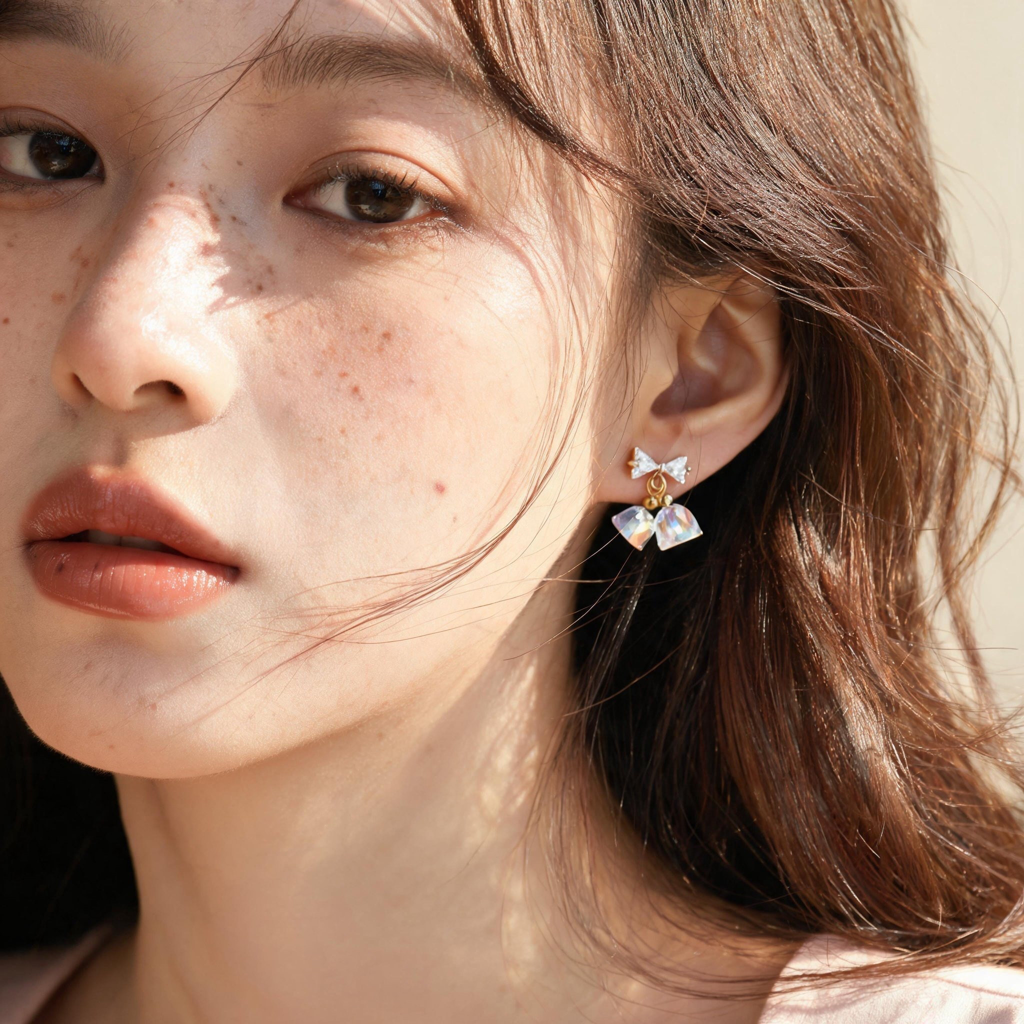 夏日甜美巨好看透明蝴蝶结耳钉女