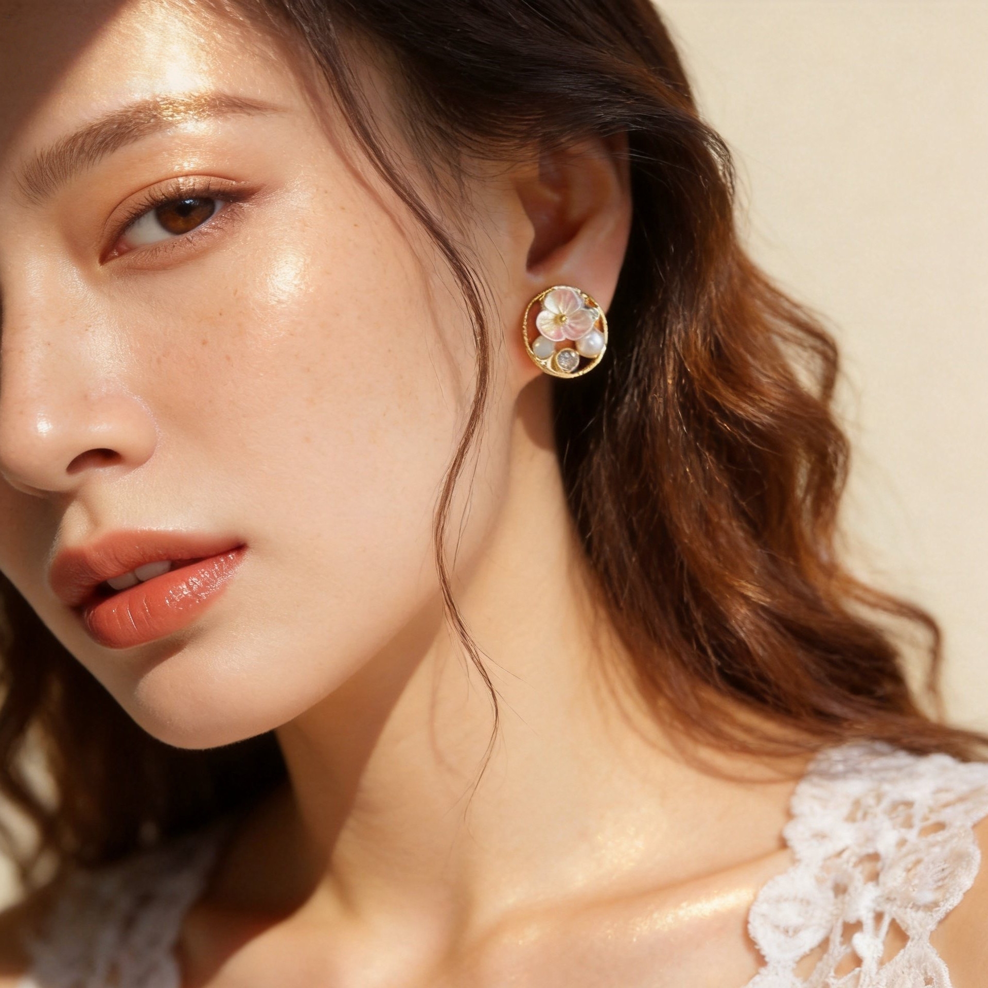 花朵圆环圈圈耳环女特漂亮度假风