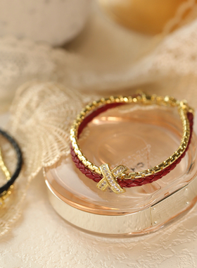 轻奢高级感交叉手链女编织手饰