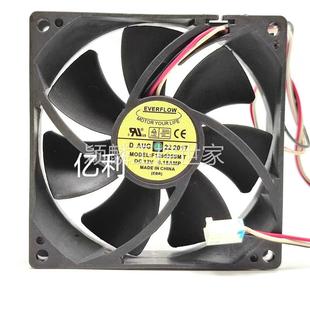 全新EVERFLOW 三线 DC12V 9CM 设备风扇议 0.18A 颖麟F129025SMT