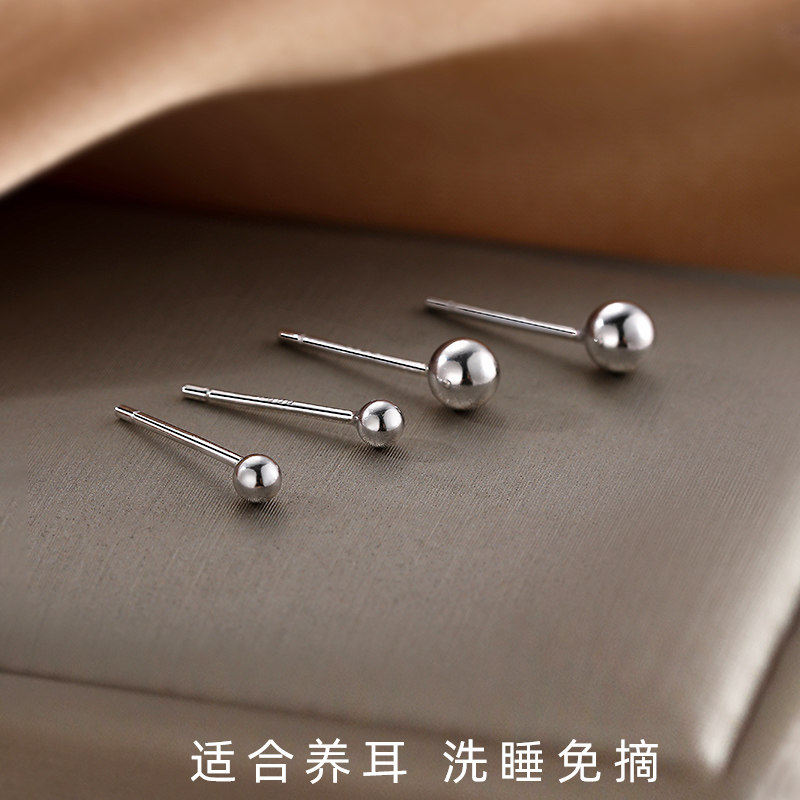999足银养耳洞睡觉免摘简约耳钉