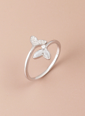 s925纯银个性小众开口鱼尾戒指女