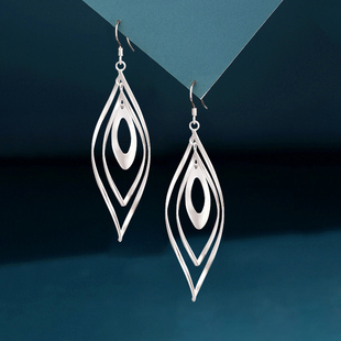 s925纯银水滴镂空耳坠女长款圆脸适合耳环气质高级感大气轻奢耳饰