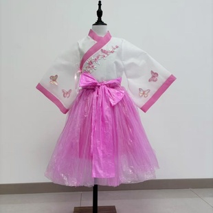 儿童环保时装秀国风潮演出走秀服装手工制作材料废物利用汉服衣服