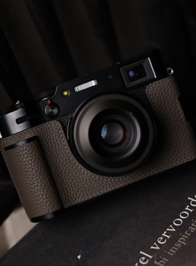 cam-in 真皮Togo纹适用富士相机x100vi皮套手柄黑色铝底座保护套