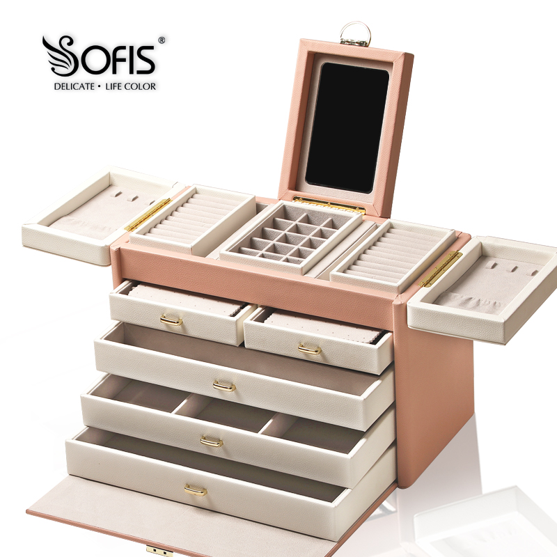 sofis多层珠宝简约大首饰盒首饰收纳盒大容量多功能欧式公主饰品