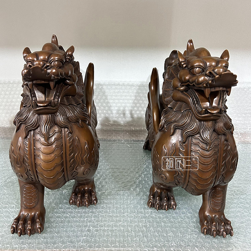 紫铜貔貅摆件一对铜瑞兽摆设家用室内玄关办公室客厅家居装饰品