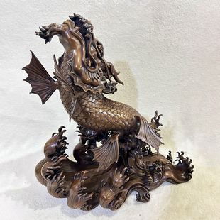 铜匠仁紫铜龙鱼出海铜摆设中式 饰品办公室摆件桌面摆放跃龙门 装