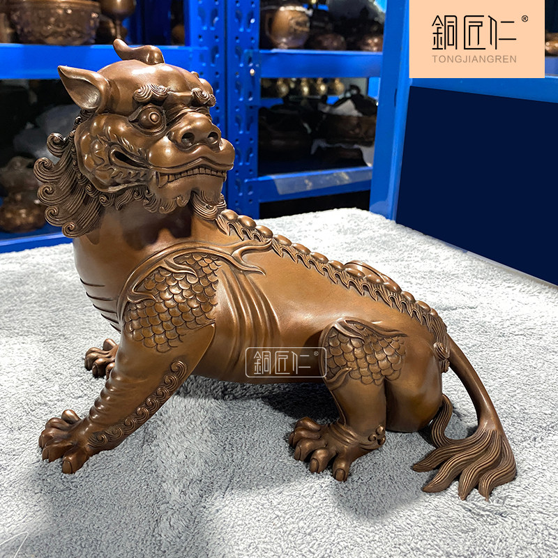 铜匠仁紫铜无底谛听摆件铜貔貅独角瑞兽地藏王坐骑客厅玄关装饰