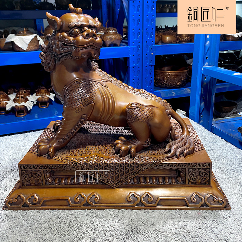 紫铜有底谛听摆件铜貔貅铜工艺地藏王坐骑独角瑞兽客厅室内摆设