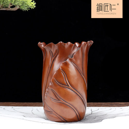 笔筒纯铜摆件客厅办公室工艺品