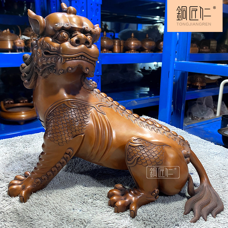 铜匠仁紫铜无底谛听摆件纯铜独角貔貅瑞兽地藏王坐骑客厅室内摆设