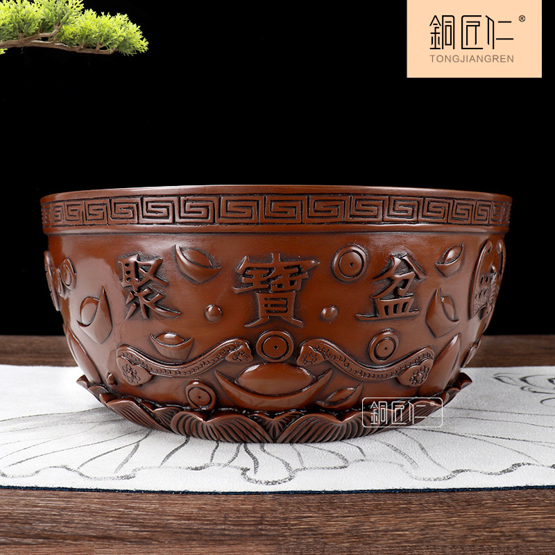 铜匠仁 紫铜摆件铜家居装饰品聚宝盆博古架桌面中式铜器工艺品,家居饰品,装饰摆件,淘宝优惠券,粉丝福利购,淘宝优惠卷