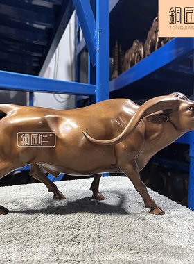 铜匠仁 紫铜大水牛摆件铜生肖牛摆设家用室内客厅玄关办公室装饰