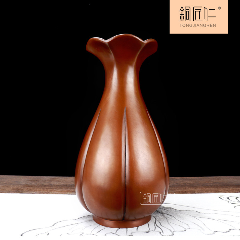 手工纯铜花瓶礼品摆件家居装饰