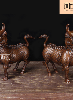 铜匠仁麒麟摆件一对貔貅客厅