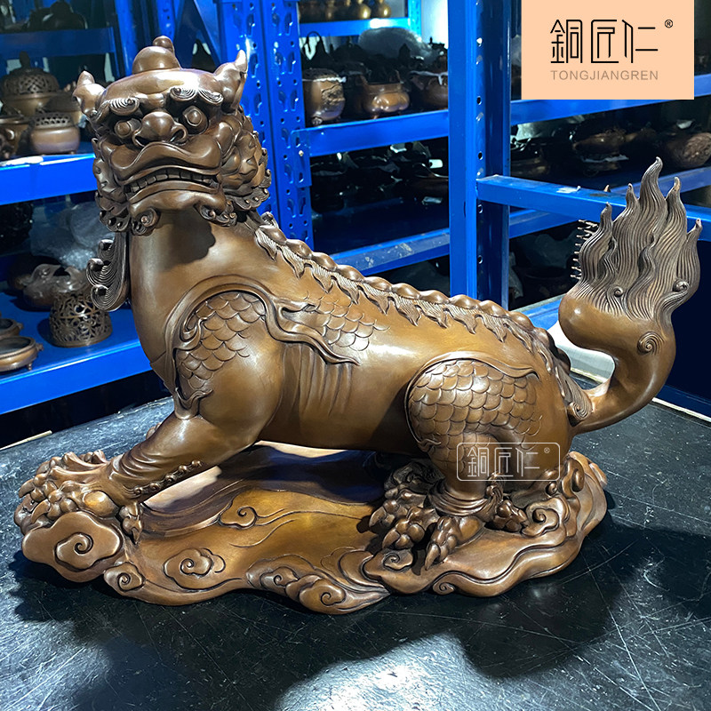 铜匠仁紫铜祥云谛听摆件铜貔貅地藏王坐骑瑞兽铜工艺品玄关装饰