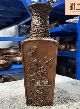 铜匠仁 紫铜四季花瓶摆件铜创意赏瓶摆设客厅玄关室内家居装饰品