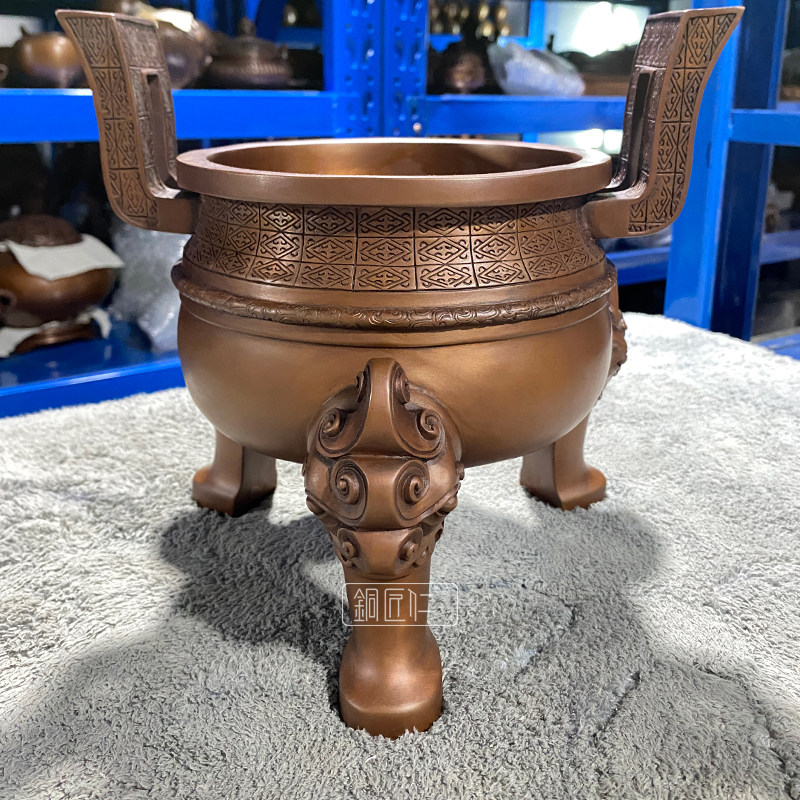 铜匠仁 紫铜楚大鼎摆件铜三足青铜鼎摆设仿古香炉佛具开业礼品