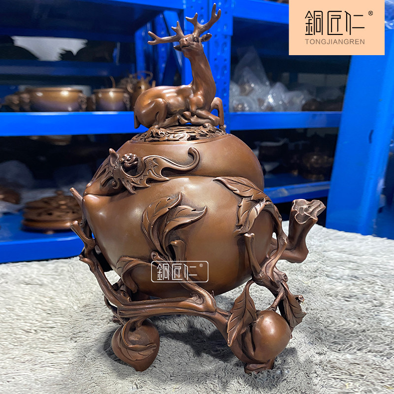 紫铜福禄寿摆件玄关家用熏香炉